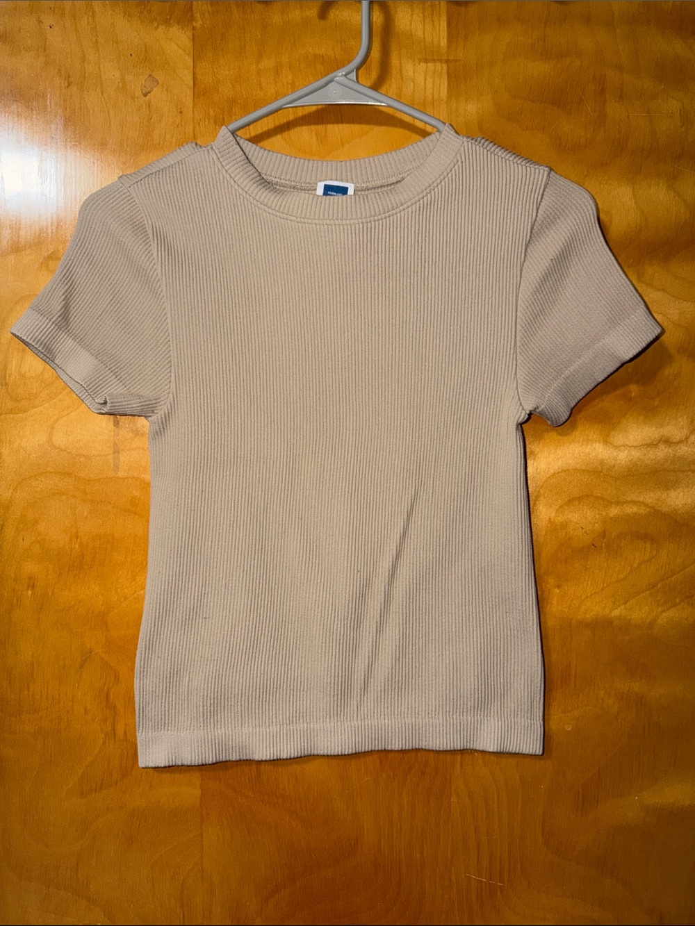 Old Navy Ribbed Short-Sleeve Crewneck Tee in Light Taupe